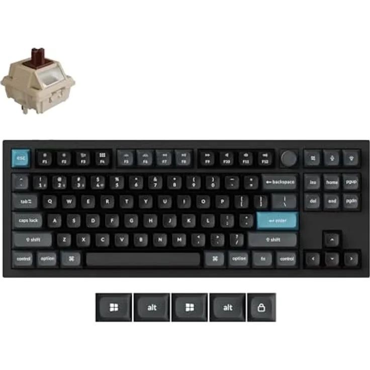 Keychron Q3 Ultra, Mechanische TKL Gaming-Tastatur mit 8000Hz Polling Frequenz, 2.4GHz Bluetooth, CNC Aluminiumgehäuse, Hot Swap kompatibel, OSA Double Tastenkappen, RGB-Hintergrundbeleuchtung