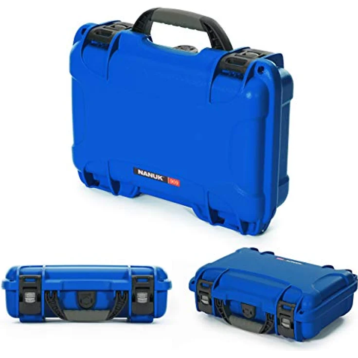 Nanuk 909, wasserdichtes Hartschalen-Gehäuse mit Schaumstoffeinlage, blau, stoßfest und staubdicht, Maße 32 x 22 x 12 cm, automatisches Ausblasventil – Bild 3