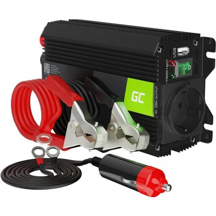 GreenCell Car Power Inverter 12V > 300W-600W mit USB Anschluss Black
