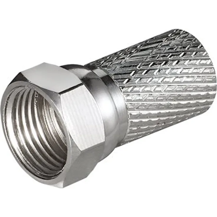 Wentronic Goobay Aufdreh F-Stecker 7,0 mm, 2 x Blister - Kupfer-Nickel, breite Mutter (63466)