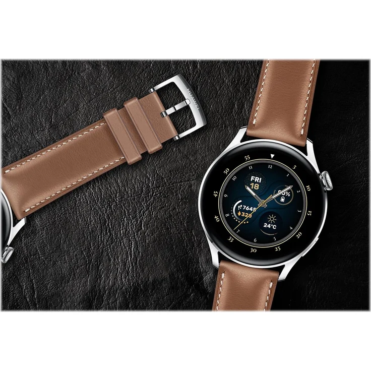 Huawei Watch 3 Classic Edition Smartwatch GPS, Unisex, 46mm, Lederarmband, Braun – Bild 7