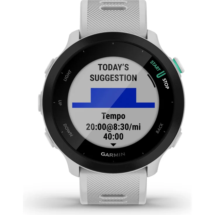 Garmin Forerunner 55 Smartwatch GPS, Unisex, 42mm, Silikonarmband, Schwarz/Steinweiß – Bild 7