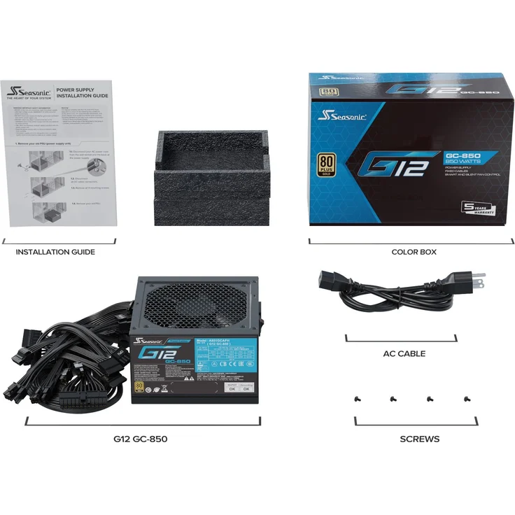 Netzteil Seasonic 850W G12 GC-850 (80+Gold) – Bild 2
