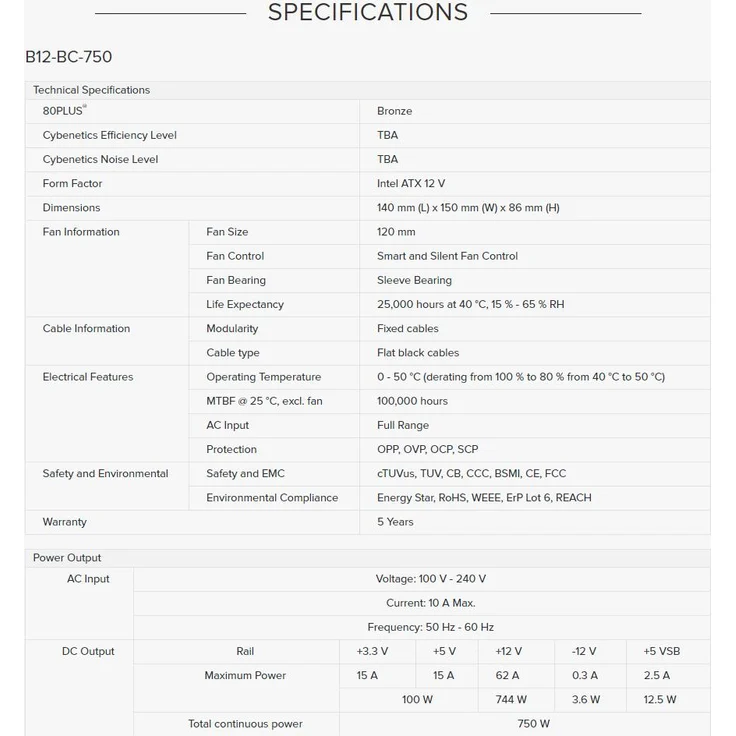 Seasonic B12 BC Netzteil 750 W 20+4 pin ATX ATX Schwarz (B12 BC-750) – Bild 1