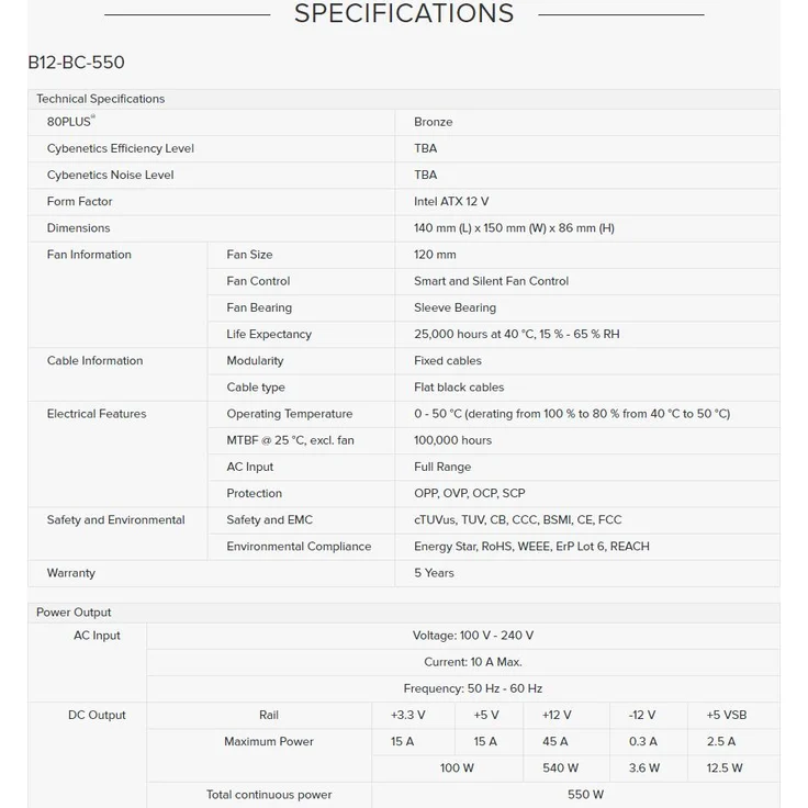 Seasonic B12 BC Netzteil 550 W 20+4 pin ATX ATX Schwarz (B12 BC-550) – Bild 10