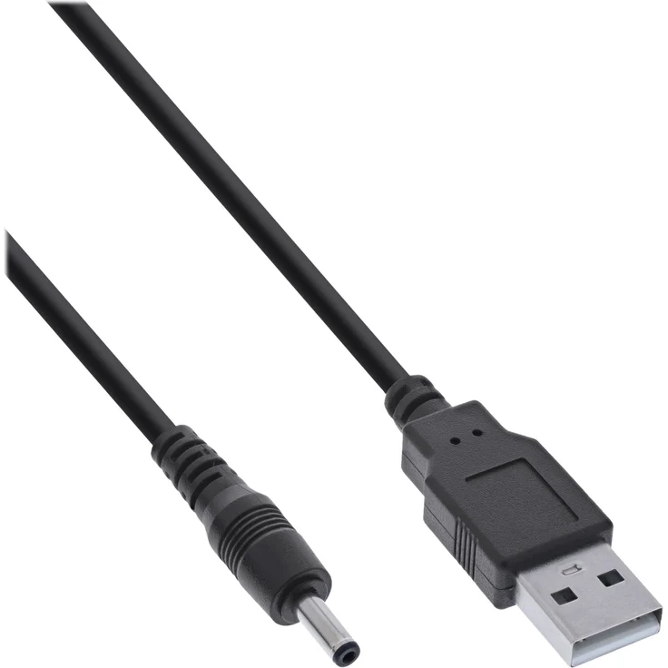 InLine USB DC Stromadapterkabel, USB A Stecker zu DC 3,5x1,35mm Hohlstecker, schwarz, 1m (26806A) – Bild 1