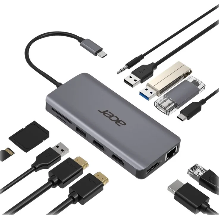 Acer HP.DSCAB.009 Notebook-Dockingstation & Portreplikator Verkabelt USB 3.2 Gen 1 (3.1 Gen 1) Type-C Silber (HP.DSCAB.009) – Bild 2