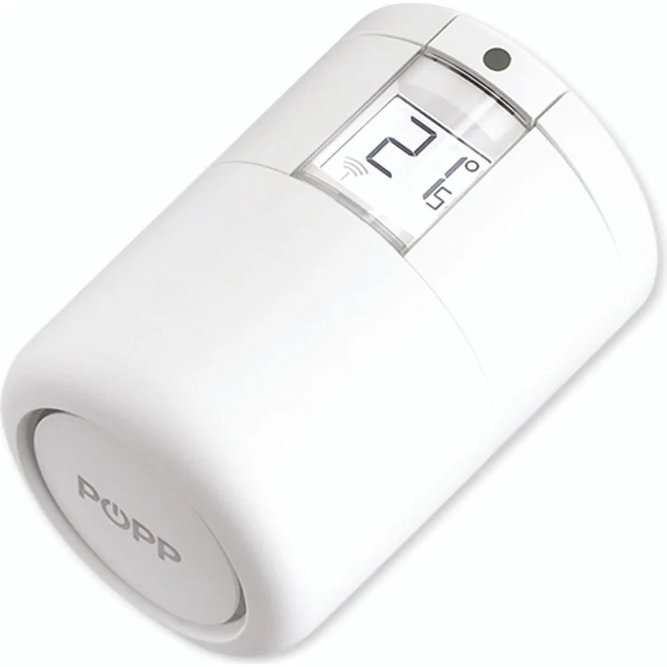 POPP ZigBee Heizungsthermostat, SmartThings & Amazon Alexa kompatibel - Heizungssteuerung via ZigBee Funk, Heizungsthermostat inkl. Adapter + Batterien, Heizkörperthermostat, weiß (POPZ701721) – Bild 1