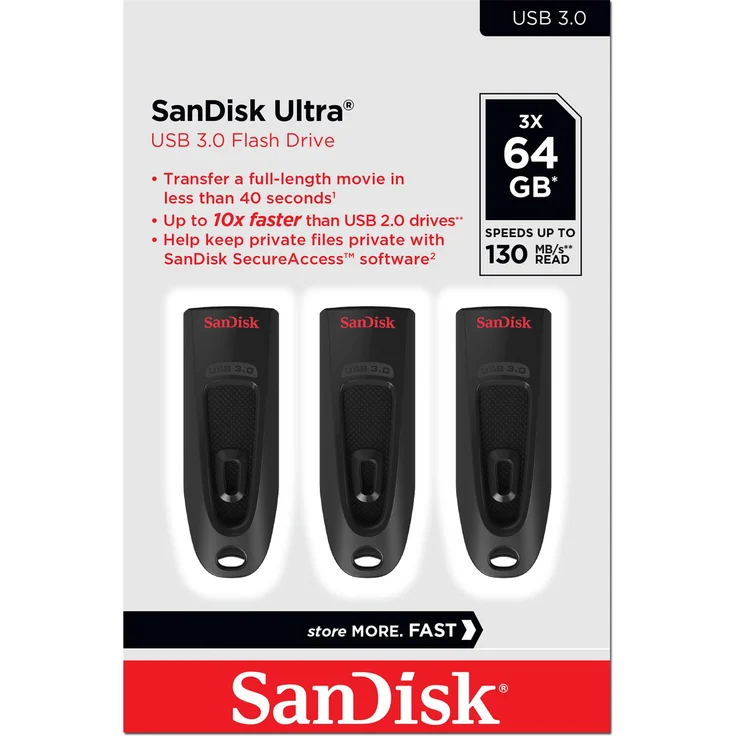 Sandisk SDCZ48-064G Ultra USB 3.0 (3er-Pack) – Bild 1
