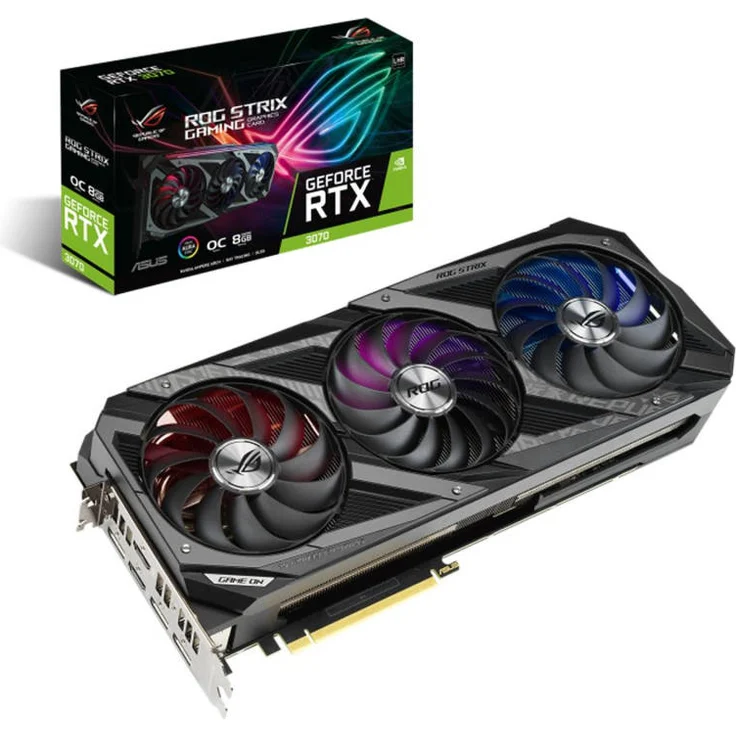 ASUS ROG Strix GeForce RTX 3070 TI 8GB OC Edition Gaming Grafikkarte (GDDR6 Speicher, PCIe 4.0, 2x HDMI 2.1, 3x DisplayPort 1.4a, 1x USB-C mit DisplayPort 1.4a, ROG-STRIX-RTX3070TI-O8G-GAMING – Bild 1