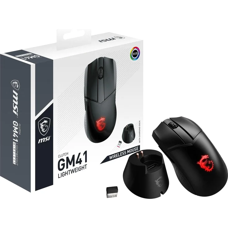 MSI Clutch GM41 Lightweight Wireless Gaming Mouse schwarz, USB (S12-4300860-C54) – Bild 5