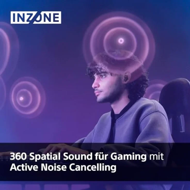 Sony INZONE Buds - True Wireless Gaming Kopfhörer, 360 Spatial Sound, leicht, bequeme Passform, Active Noise Cancelling, AI-Mikrofon, 24-Stunden-Akku, Low Latency Dongle, PC & PS5-kompatibel - Schwarz – Bild 3