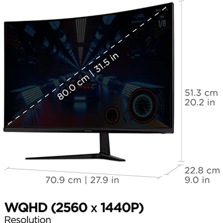 ViewSonic VX3218C-2K 32" QHD VA Curve Frameless Monitor, 165Hz, 1ms MPRT, 2 HDMI, DisplayPort, Speakers, FreeSync Premium, HDR10 - Hochwertiger Schwarz Monitor – Bild 4