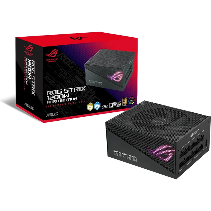 Asus ROG STRIX 1200W Gold Aura PC-Netzteil, mit Axial-Tech Kühlung und ARGB-beleuchtetem Lüfter – Bild 1
