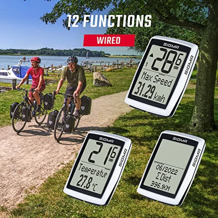Sigma Fahrradcomputer BC 12.0 WR, schwarz-weiß, 12210 – Bild 3