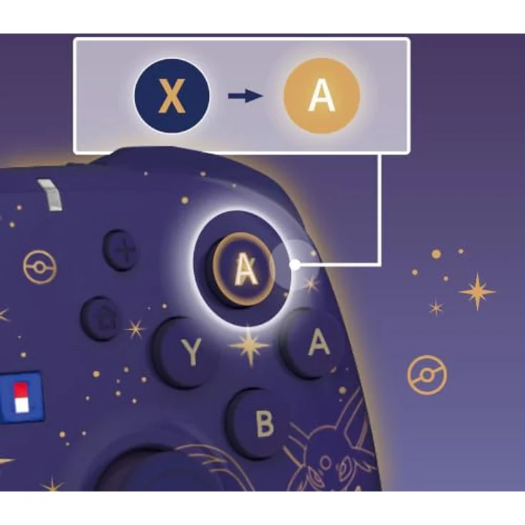 HORI Wireless PAD Turbo (Espeon & Umbreon) für Nintendo Switch 2, kabelloser Controller mit 10 Stunden Akkulaufzeit, programmierbaren Rücktasten und präzisen TMR-Sticks, lila – Bild 9