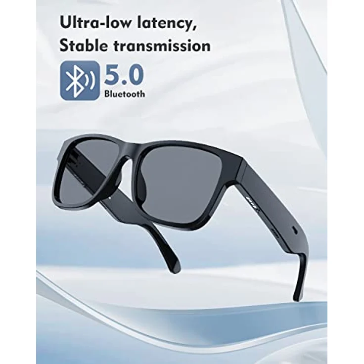 RUIMEN Smart Audio Sonnenbrille Mit Mikrofon Lautsprecher Polarisierten Brillengläsern Audiofunktion,Bluetooth Smart Sonnenbrille für Damen Herren,Hören Musik,Hände frei für Anruf Schwarz – Bild 4