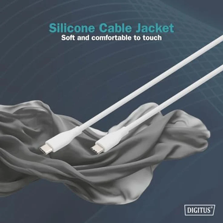 DIGITUS USB 2.0 Anschlusskabel - 1m - USB Typ-C zu Typ-C - High-Speed 480 Mbit/s - 60W Power Delivery - flexibles Silikonkabel - Weiß - für iPad, iPhone, Android Smartphones, Tablets, Laptops – Bild 3