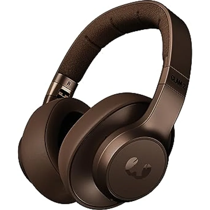 Fresh 'n Rebel Clam 2, Kabelloser Bluetooth-Kopfhörer Over-Ear, 80 Stunden Wiedergabezeit, mit Mikrofon, faltbar, Ambient-Sound-Modus, Schnellladefunktion, Audioeingang, Veganes Leder (Brave Bronze)