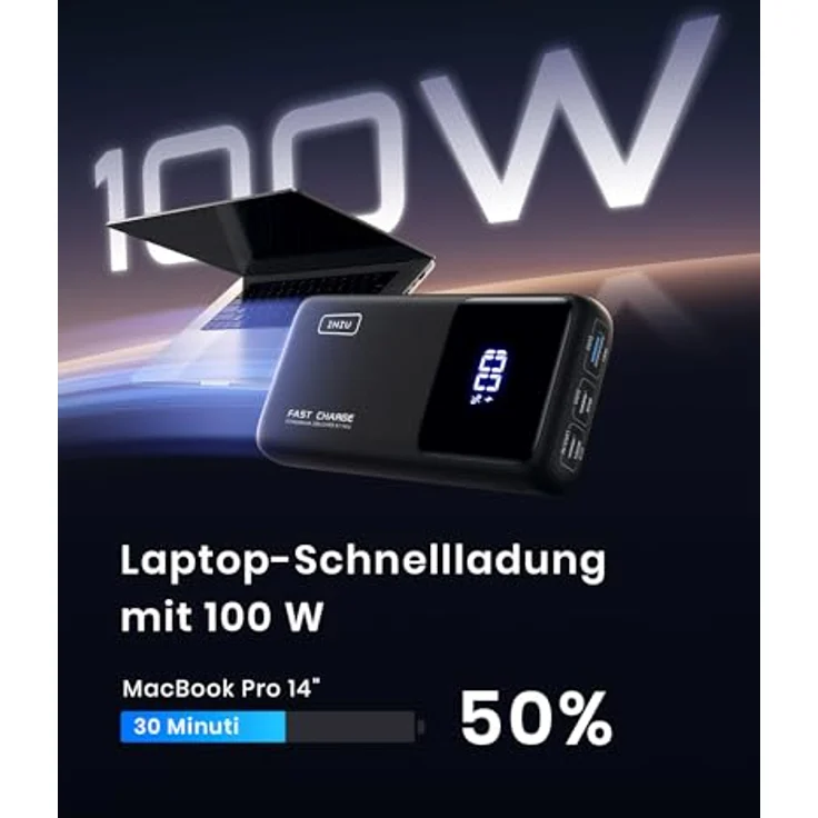 INIU Power Bank, 100W Powerbank Klein Aber Stark 25000mAh Phone & Laptop Externe Handyakkus USB C Input&Output, Kompatibel mit MacBook Pro Surface Go Thinkbook iPad iPhone 15 14 13 Pro Max Mini etc – Bild 2