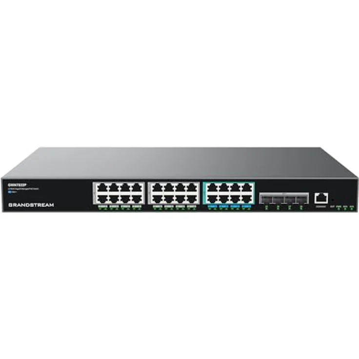 Grandstream GWN7822P, Netzwerk Switch mit 28 Ports, PoE+, IPv4/IPv6 Unterstützung, Schwarz – Bild 2