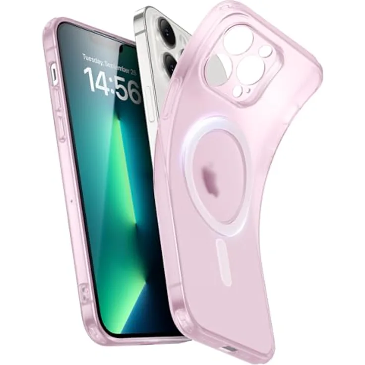 ESR iPhone 13 Pro Max Hülle, MagSafe-kompatibel, klare Silikon Schutzhülle, stoßfest und vergilbungsbeständig, Zero Serie, rosa
