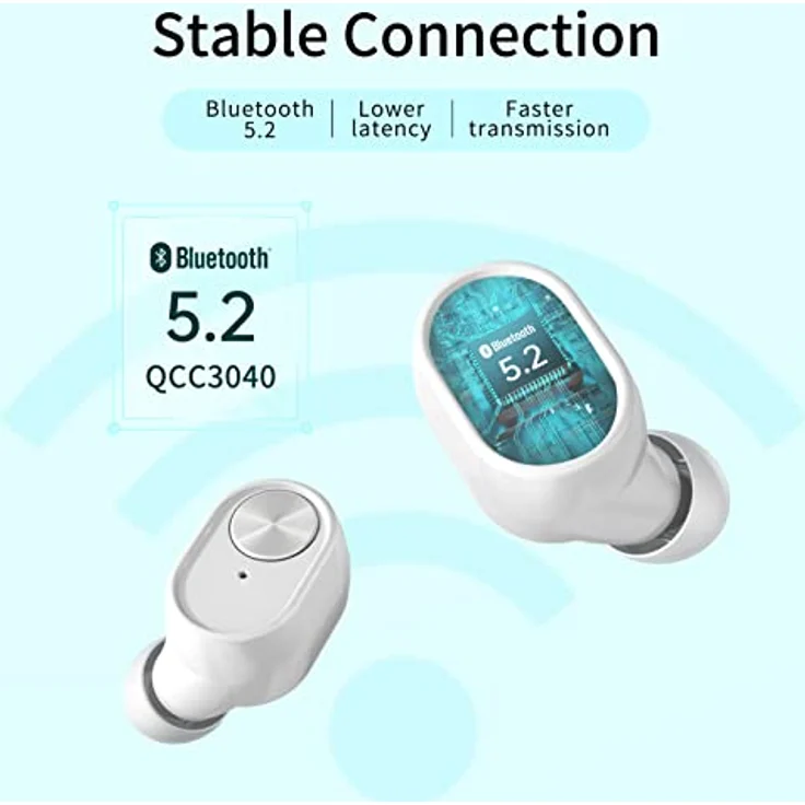 SoundMAGIC T60BT True Wireless Ohrhörer in Ear Bluetooth Kopfhörer mit Mikrofon HiFi Stereo Sport Ohrhörer Wasserdicht Weiß – Bild 2