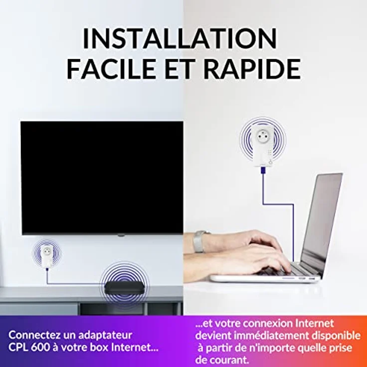 STRONG CPL 600 Mbps PowerLAN-Adapter, gefilterte Steckdose mit Ethernet-Port, ideal für Multi TV und HD-Streaming, Plug and Play, 2er Set – Bild 2