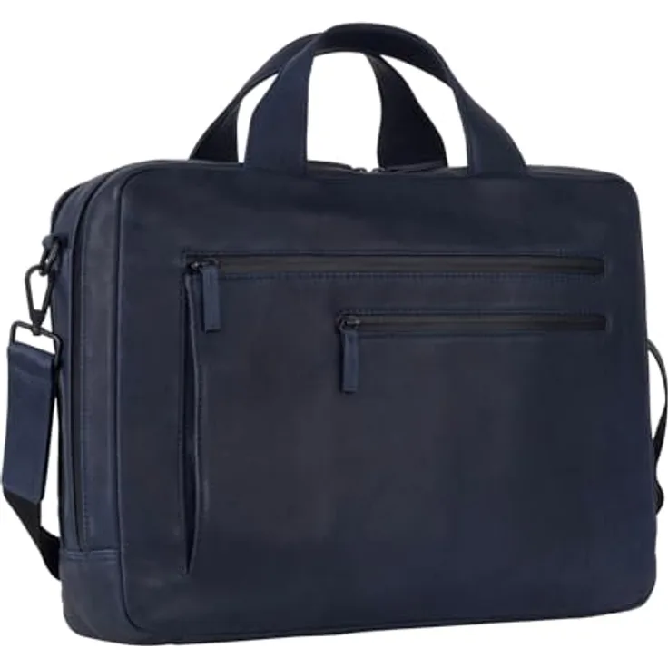 Leonhard Heyden Den Haag, Aktentasche aus 100% Leder mit Laptopfach für 40 cm, blau
