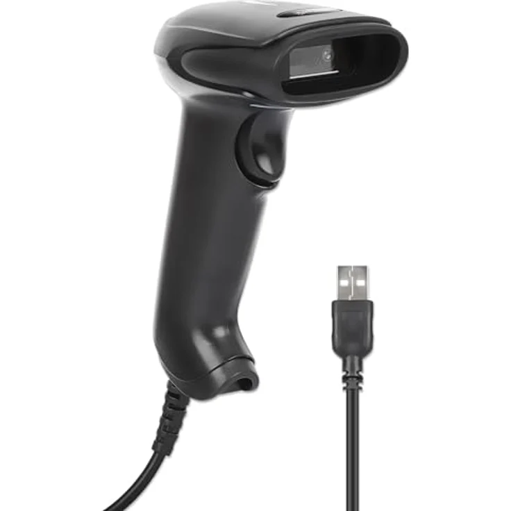 Manhattan 2D LED-Barcodescanner, kabelgebundener Barcode-Scanner für 1D- und 2D-Barcodes, bis zu 100 Scans pro Sekunde, schwarz – Bild 3