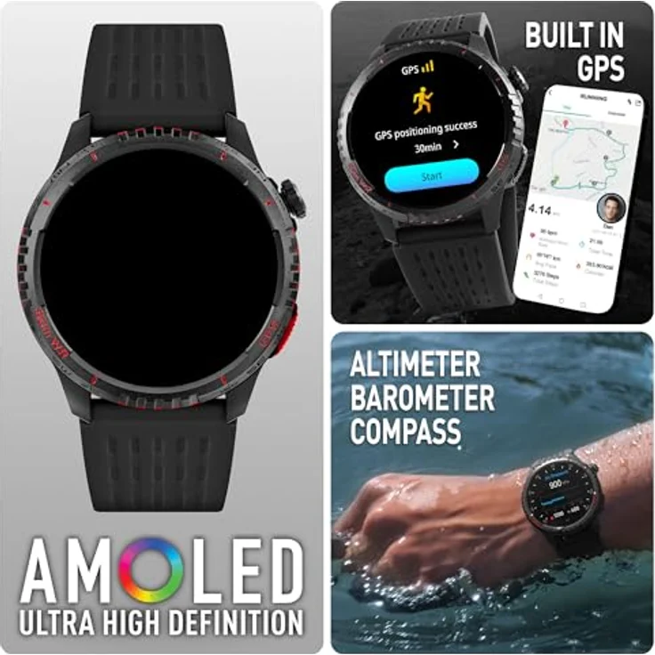 Reflex Active SEA VENTURE 400 R, 50m schwimmfeste AMOLED GPS Smartwatch mit schwarzem Armband, Unisize – Bild 3