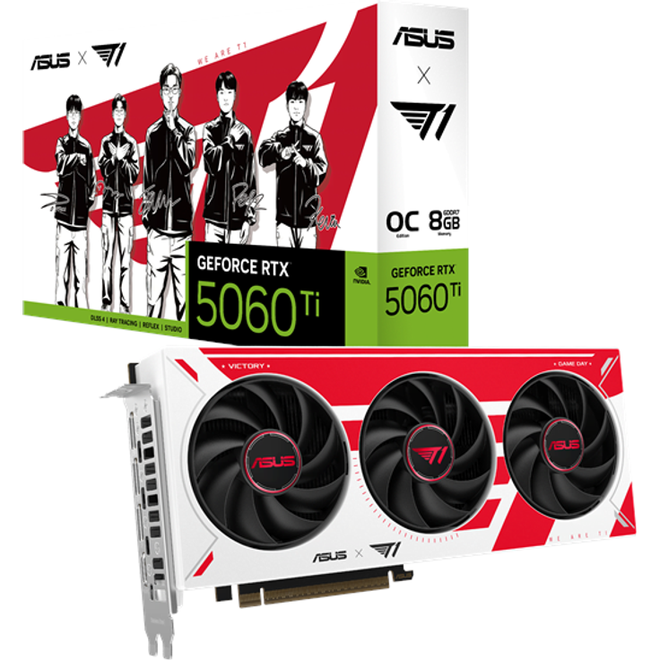 ASUS GeForce RTX 5060 Ti T1 OC, 8GB GDDR7 RAM, Overclocked, RGB-Design mit T1-Logo, 3x DisplayPort 2.1a, 1x HDMI 2.1b – Bild 8