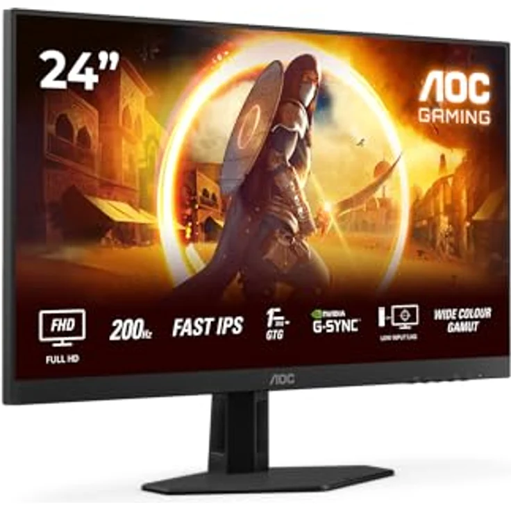 AOC Gaming 24G4HRE, 24 Zoll Full HD Monitor mit 200 Hz, 1 ms Reaktionszeit, S-sync kompatibel, HDR10, schwarz-rot – Bild 1