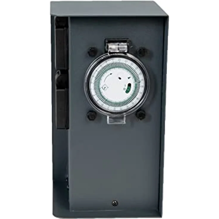 Grafner Edelstahl Design Gartensteckdose Zeitschaltuhr 2 Steckdosen anthrazit, ON/Auto, 3600 Watt, Pulverbeschichtung, Energiesäule Timer Mehrfach Metall Außen Steckdose 2-Fach schwarz lackiert, IP44 wetterfest – Bild 3