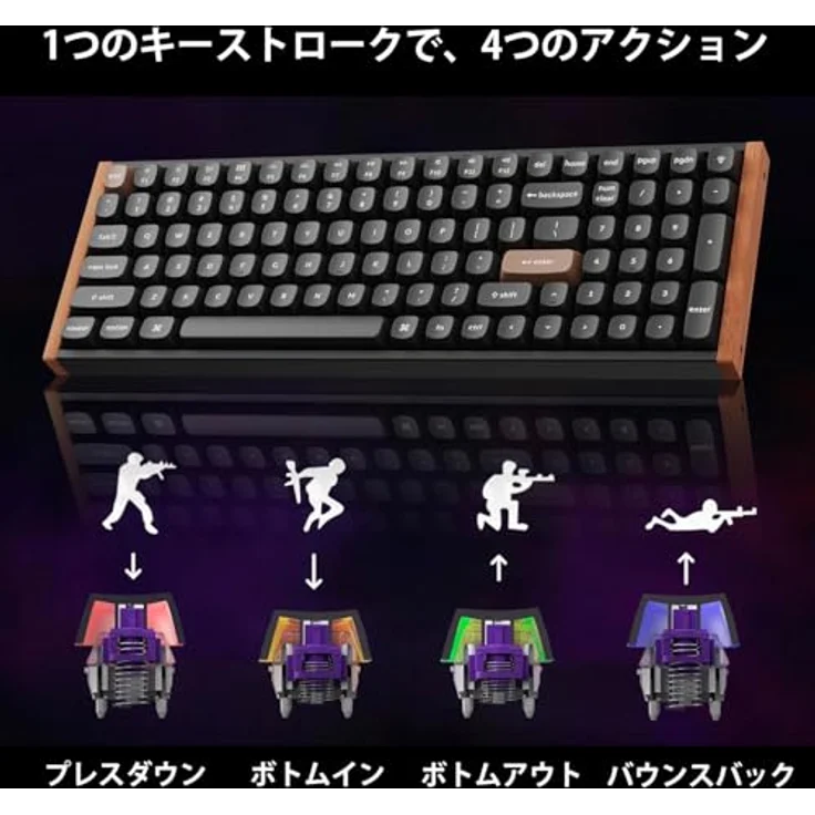 Keychron K4 HE Special Edition, Kabellose Magnetische Tastatur mit Bluetooth, 2.4GHz, RGB LED, Hot-swap, QWERTY US Layout, Gateron Magnetic Switch, Schwarz (K4H-F1) – Bild 6