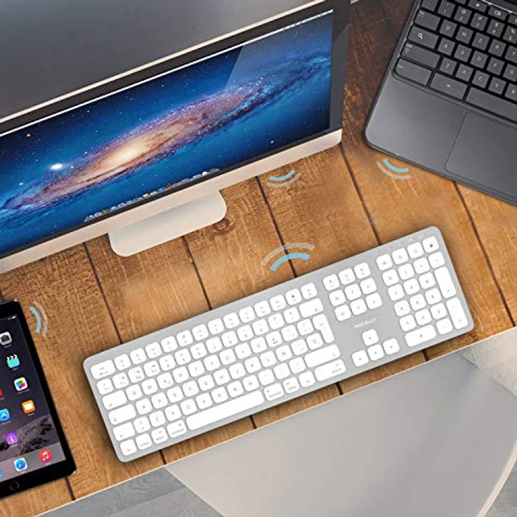 Macally BTWKEYMB-ES, erweiterte Bluetooth Funk-Tastatur mit Ziffernblock, SPANISCHES Layout, Alu-Design, kompatibel mit Mac, PC, iOS und Android – Bild 7
