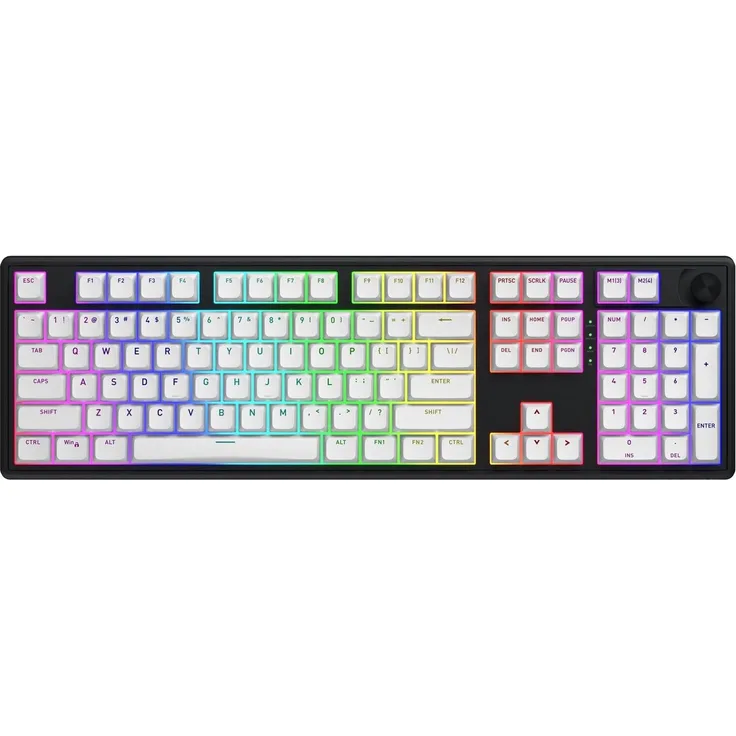 HATOR Skyfall Wireless 100, Mechanische Tastatur mit USB, RF Wireless & Bluetooth, QWERTY, RGB-LED, Schwarz-Weiß