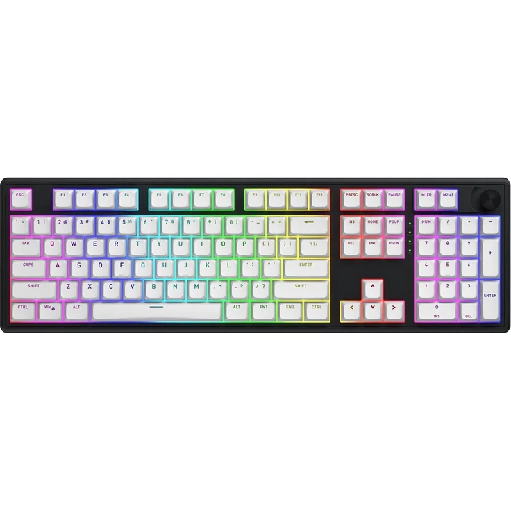 HATOR Skyfall Wireless 100, Mechanische Tastatur mit USB, RF Wireless & Bluetooth, QWERTY, RGB-LED, Schwarz-Weiß