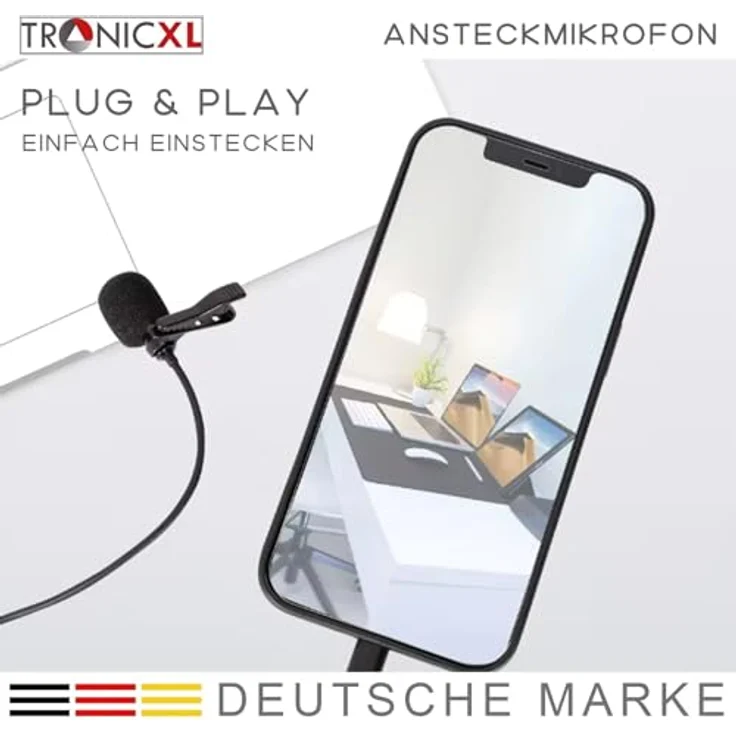 TronicXL Mikrofon 2 Stück USB-C Ansteckmikrofon (2-tlg), Smartphone Tablet Podcast Interview (schwarz) – Bild 5