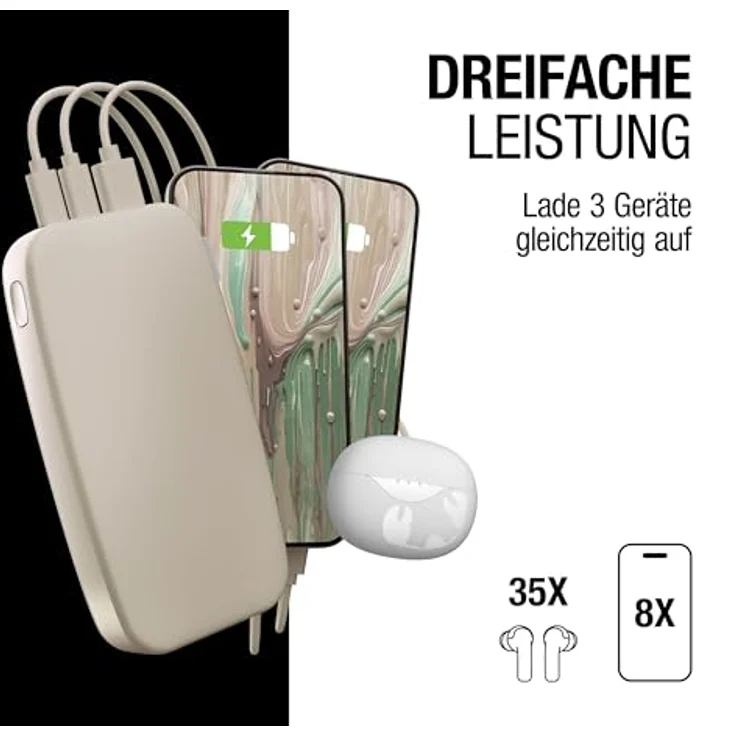 Fresh n Rebel 2PB24100SS Powerbank, 24000 mAh, USB Typ-C, PD 20W, seidiger Sand, versandkostenfrei – Bild 3