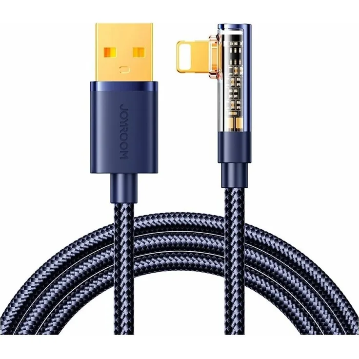 Joyroom S-UL012A6, Winkelkabel zu USB-A/Lightning, 1,2 m, 90° Stecker, blau, 3A Schnellladung, 480 Mbit/s Datenübertragung