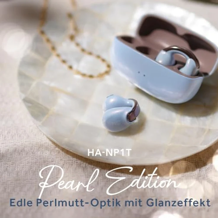 JVC Nearphones HA-NP1T-AN, kabellose Ohrhörer im Earcuff-Design, Bluetooth 5.3, IPX4, Perlmutt-Optik – Bild 3