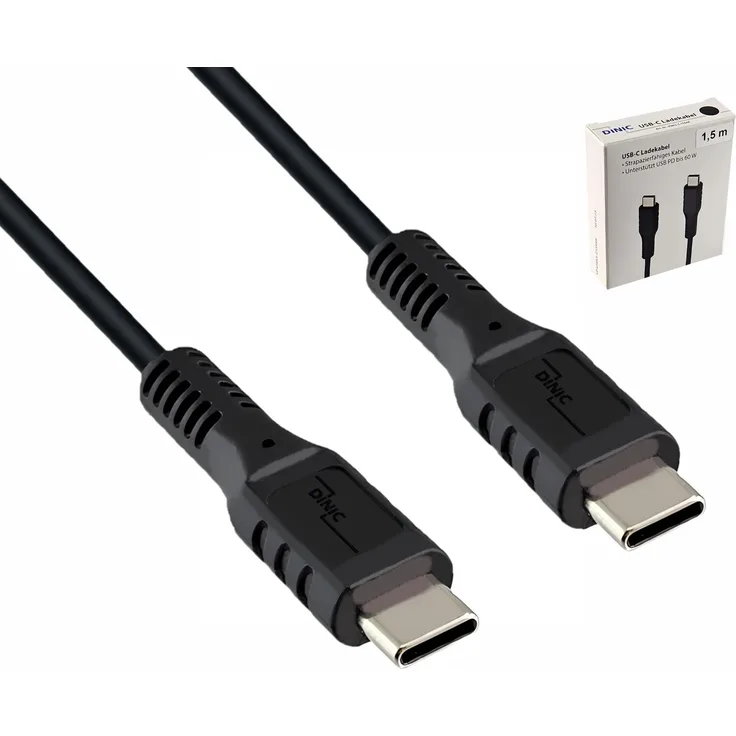 DINIC Thekendisplay 30x USB Typ C auf C Ladekabel, 1,5 m, 60 W Schnellladung, Schwarz