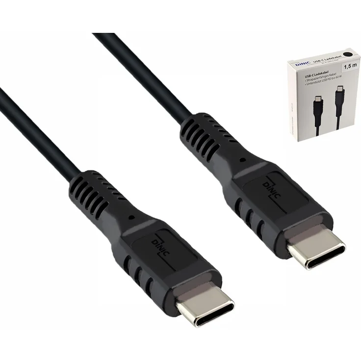 DINIC Thekendisplay 30x USB Typ C auf C Ladekabel, 1,5 m, 60 W Schnellladung, Schwarz