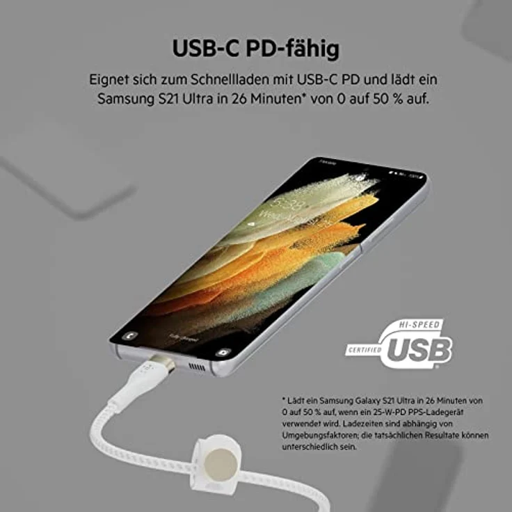 Belkin Pro Flex USB-C- USB-C Kabel Power Delivery 60W 2m weiß CAB011BT2MWH – Bild 6