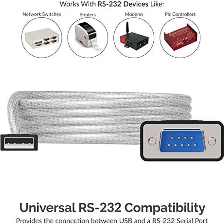 SABRENT USB auf serielles Adapter (1.8m) USB auf RS232 seriell Kabel, DB-9 Konverterkabel (9-polig) für Windows, Mac OS, Linux (SBT-USC6K) – Bild 3