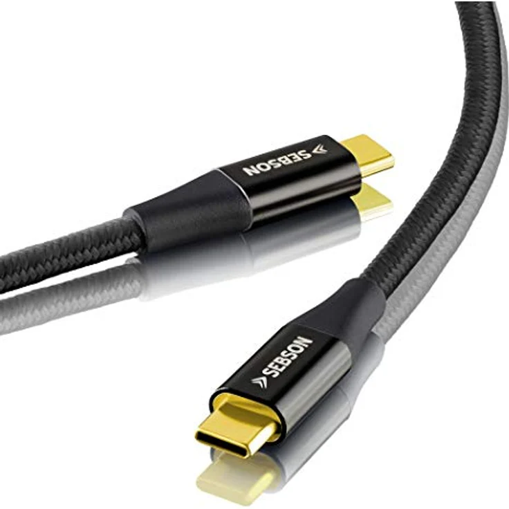 SEBSON USB C Kabel 0,5m, Ladekabel/Datenkabel 3.1 Gen2 schwarz, Schnellladekabel 10Gbit/s, kompatibel mit Samsung, Huawei, MacBook – Bild 1