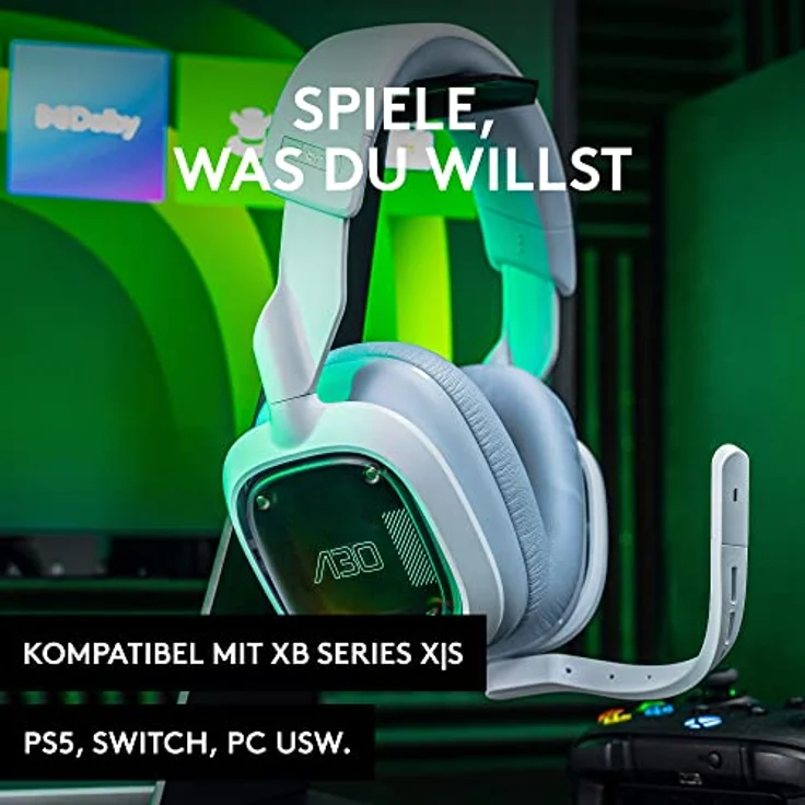 Logitech G Astro A30 LIGHTSPEED Kabelloses Gaming-Headset, Bluetooth-fähig, Dolby Atmos, Abnehmbares Boom, 27 h Akku, USBC-Ladung, für Xbox, PS5, PS4, Nintendo Switch, PC, Android - Weiß – Bild 2