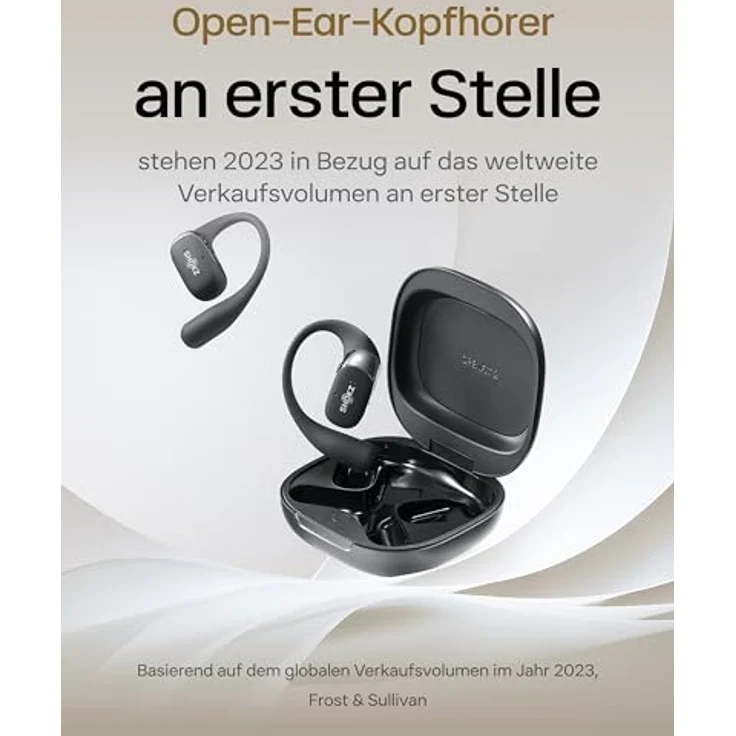 SHOKZ OpenFit 2 Open-Ear-Kopfhörer, Bluetooth True-Wireless mit Mikrofon, 48 Stunden Akkulaufzeit, IP55 wasserfest, schwarz – Bild 2
