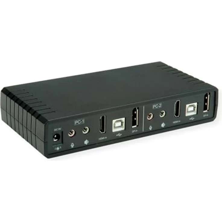 ROLINE KVM-Audio-Switch Dual Head HDMI 4K60, 2 PC, integrierter USB-Hub, Hot Key Umschaltung – Bild 2